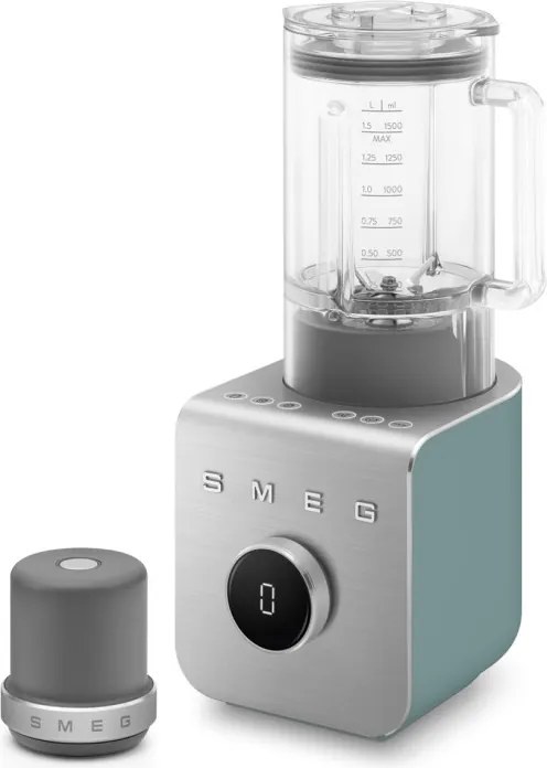 Blender Smeg Collezione BLC02EGMEU, 1400 W, 1,5 l, 22 000 rpm, 5 programe, 9 viteze, Măcinare gheață, Oțel inoxidabil, Verde smarald/Inox