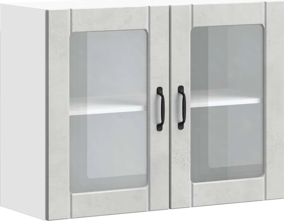 vidaXL Dulap bucătărie cu ușă sticlă „Lucca” Lemn prelucrat gri beton