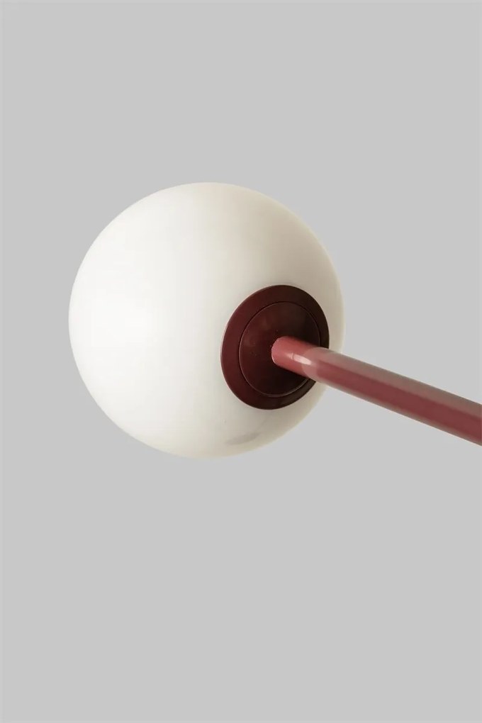 Lampadar cu 4 globuri sticla si metal visiniu Copenhagen