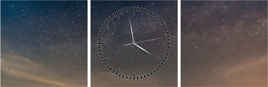Tablou cu cerul nocturn (cu ceas) (90x30 cm)