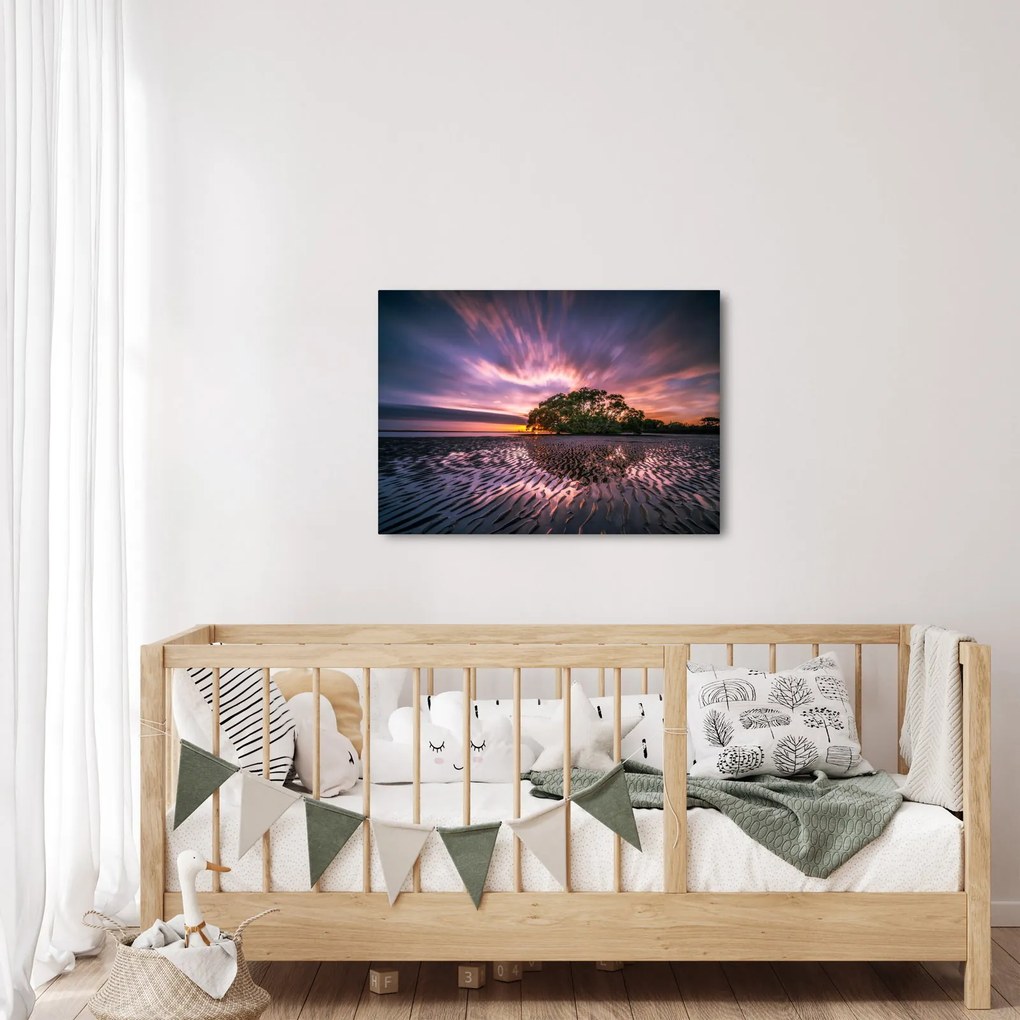 Tablou cu plajă în apus de soare (70x50 cm)