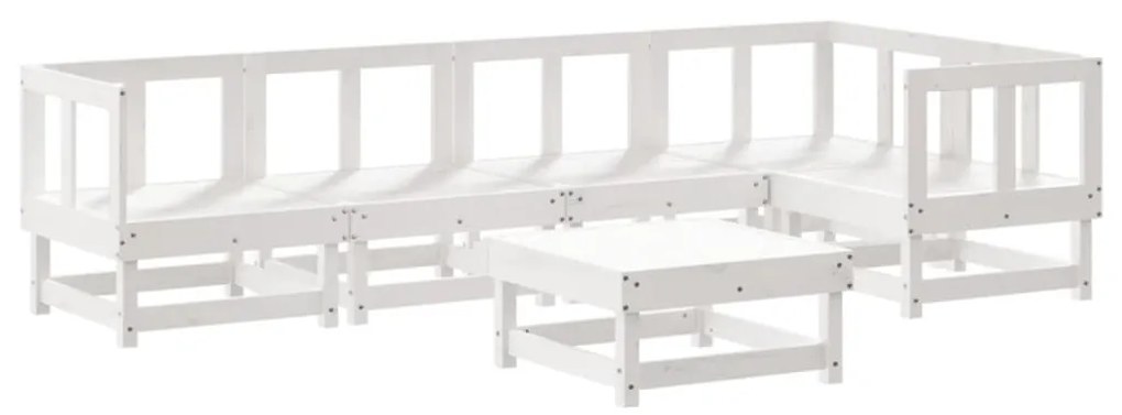 3186446 vidaXL Set mobilier de grădină, 6 piese, alb, lemn masiv pin
