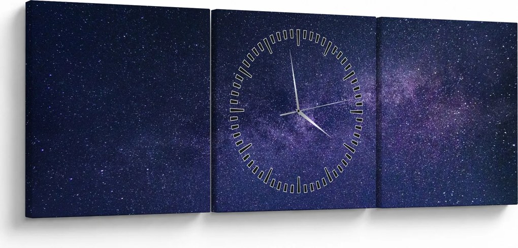Tablou cerului nocturn (cu ceas) (90x30 cm)