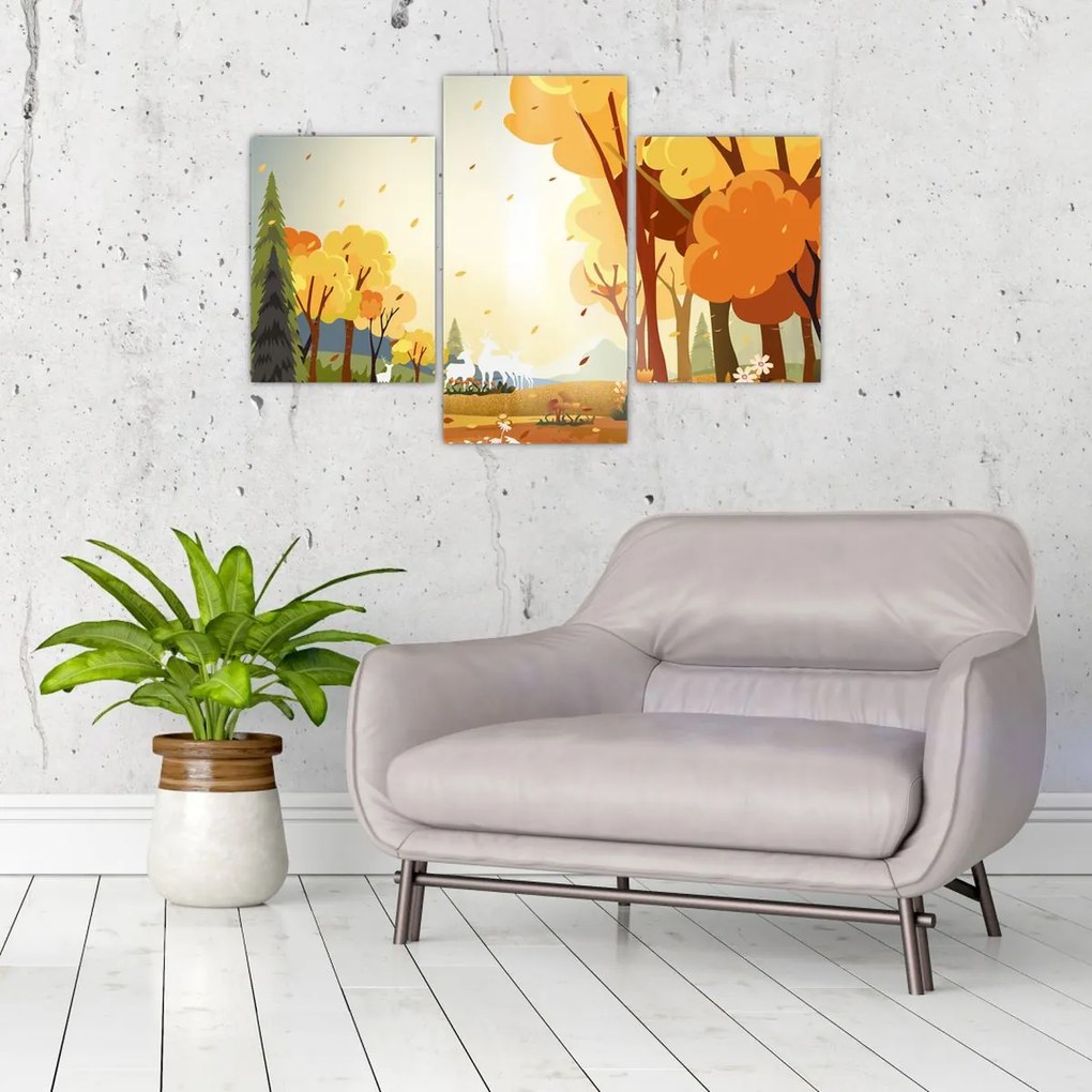 Tablou - Peisaj de toamnă, ilustrație (90x60 cm)