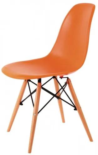 Scaun din plastic si lemn Enzo Orange