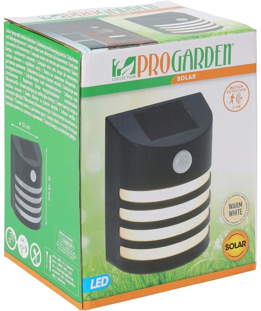 ProGarden Aplică solară cu senzor PIR , 12 x 15cm, alb cald