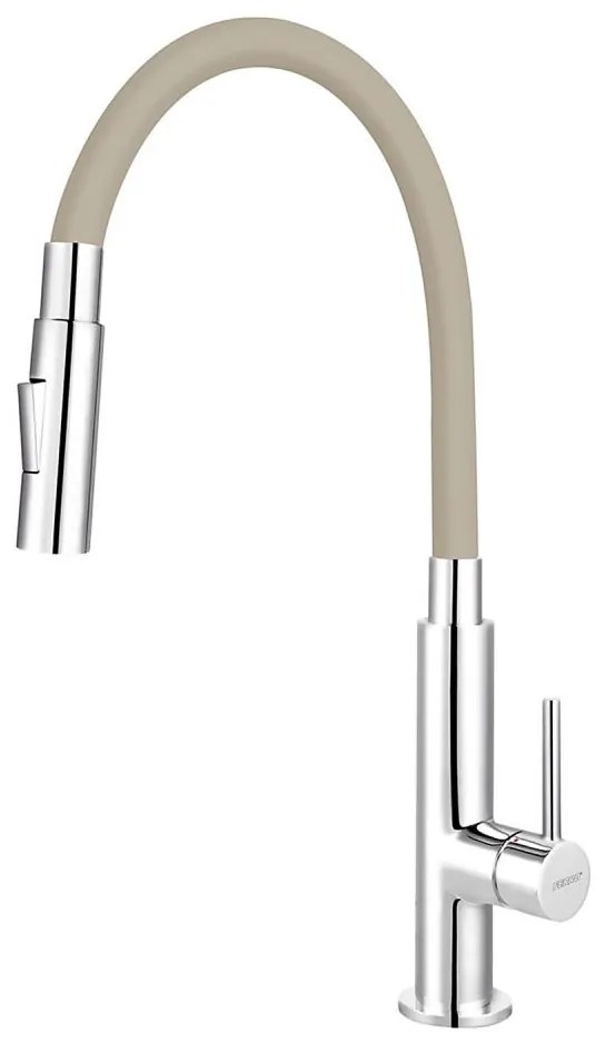 Baterie de chiuvetă cu pipă flexibilă FERRO crom lucios/bej