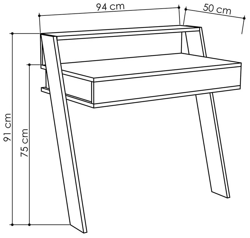 BIROU ELIZABETH, 94X50X91 CM, 1 SERTAR, ANTRACIT, PAL MELAMINAT 18 MM