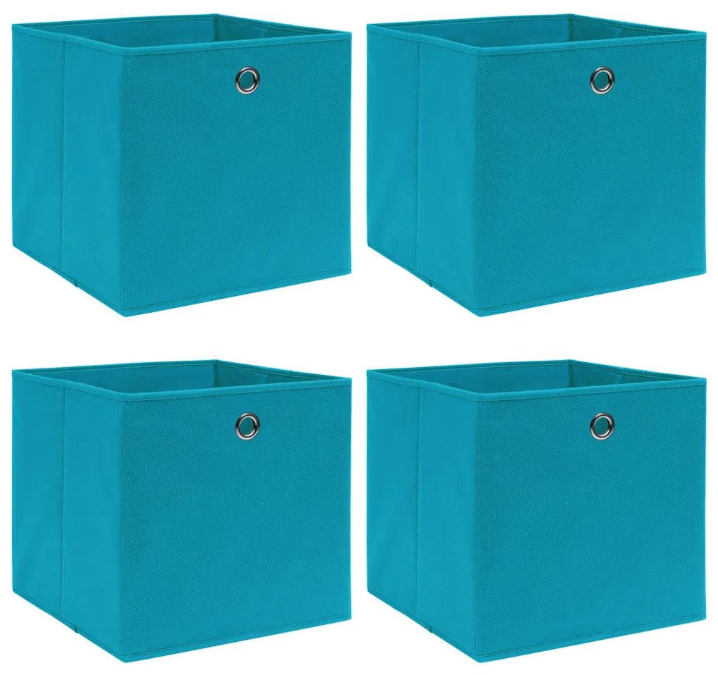 vidaXL Cutii de depozitare, 4 buc., bleu, 32x32x32 cm, textil