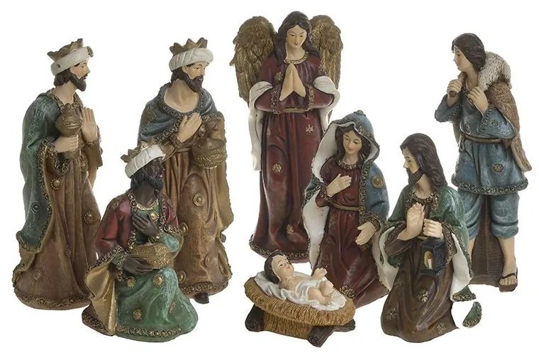 Set 8 figurine Nasterea Domnului din rasina H20 cm