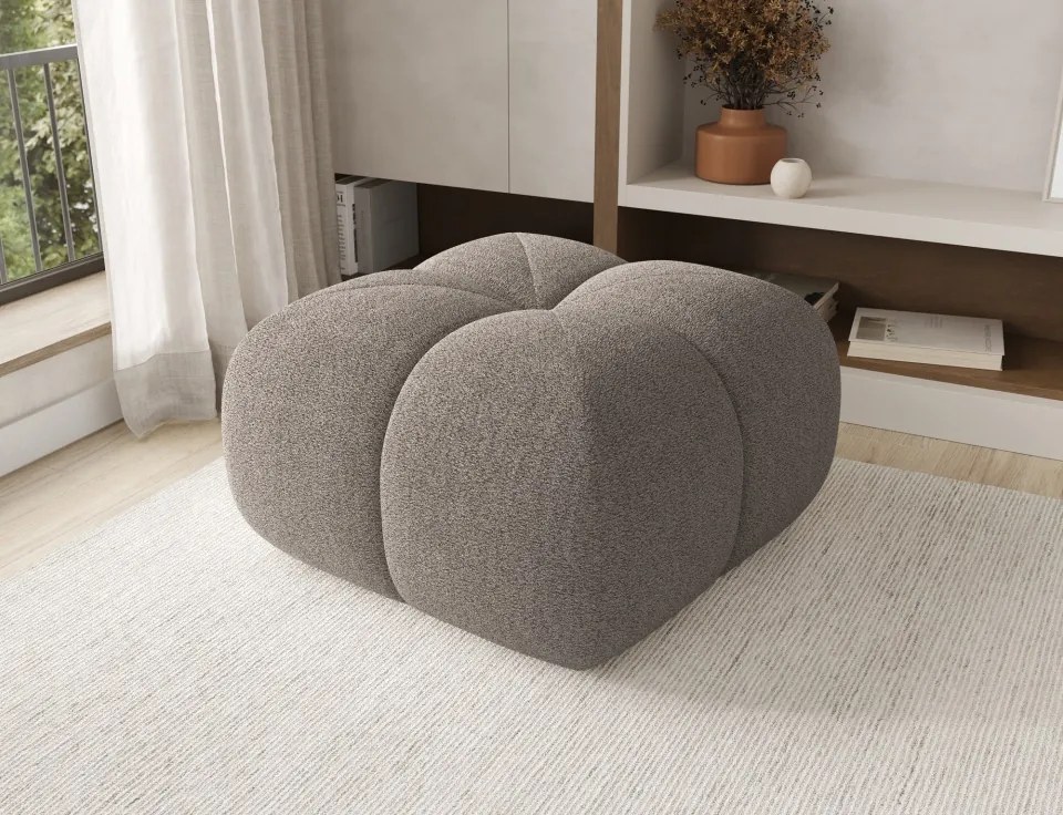 Puf Tapitat Covio 85x85x52 cm, maro Bouclé – Royal 20