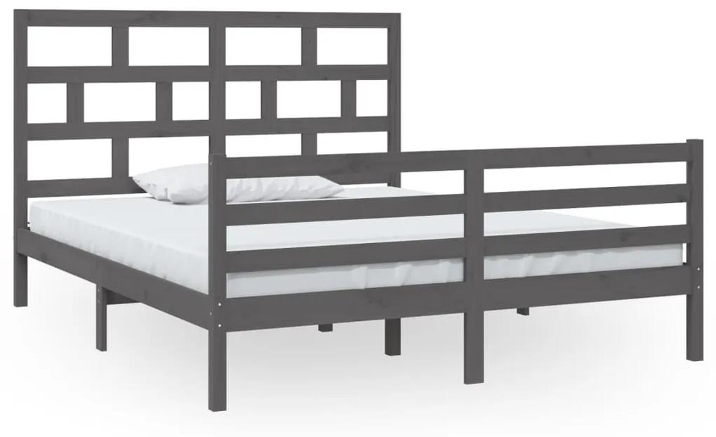 3101295 vidaXL Cadru de pat, gri, 160x200 cm, lemn masiv de pin