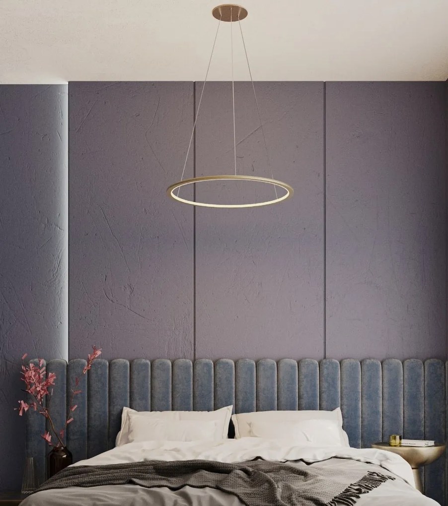 Lustra suspendata LED dimabila design modern QUEEN auriu periat, 50cm