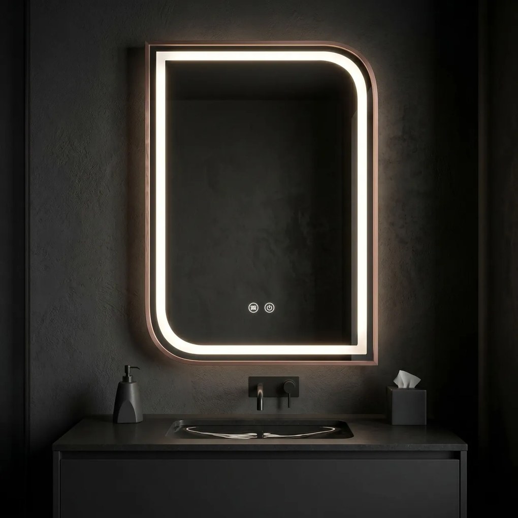 Oglindă LED ZONE 80x60 BRUSH ROSE GOLD
