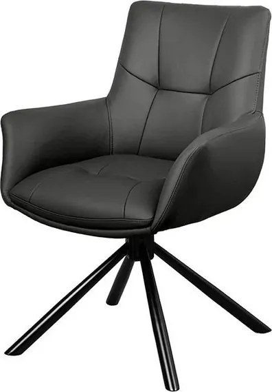 Set de 2 scaune pivotante SIGNATURE piele naturala neagra