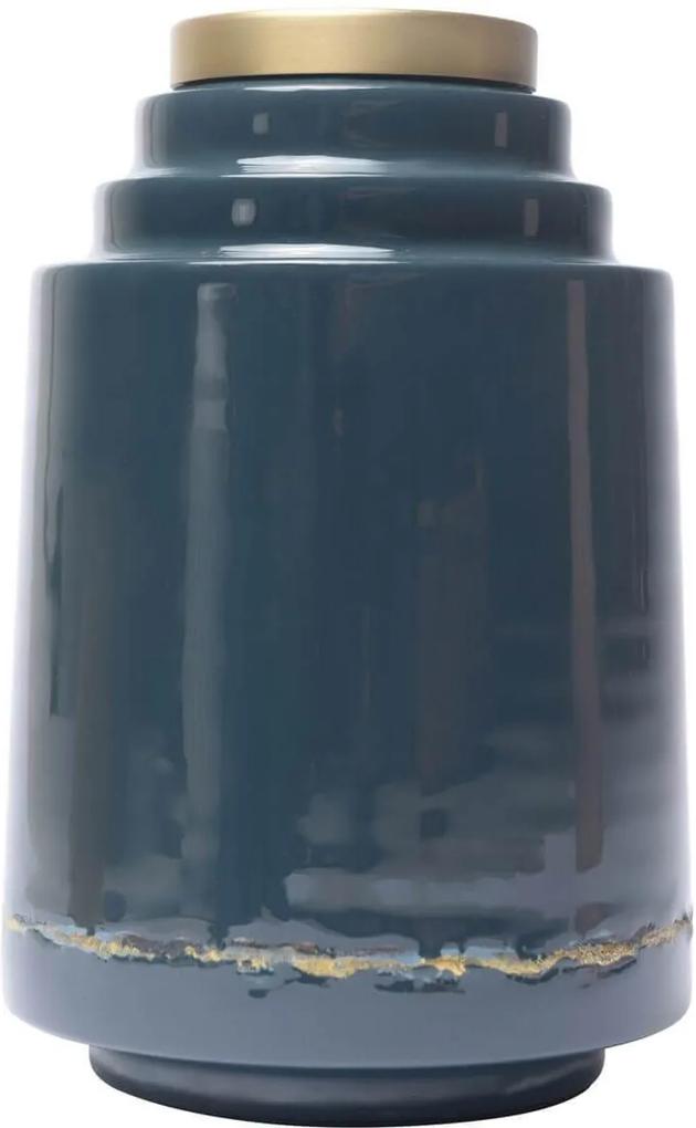 Vaza Albastra din Metal OLIA - Metal Albastru Lungime(15 cm) x latime(15 cm) x Inaltime(24 cm)