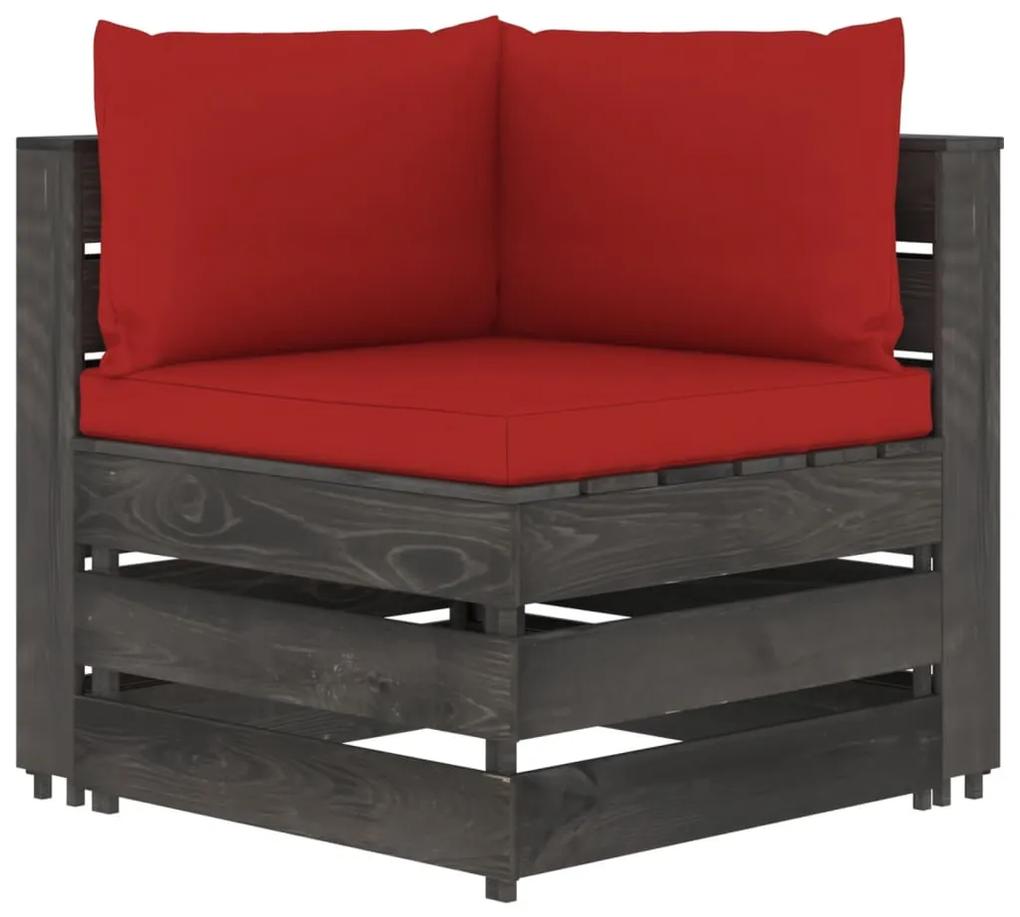 Canapea de colt modulara cu perne, gri, lemn impregnat 1, Rosu si gri, Canapea coltar