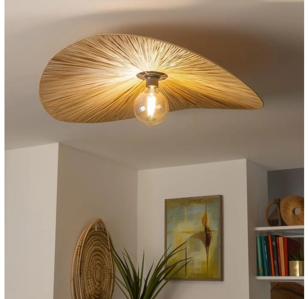 Brilagi - Lustră aplicată LED CERIA BOHO 1xE27/40W/230V, Ø 80 cm, rafie