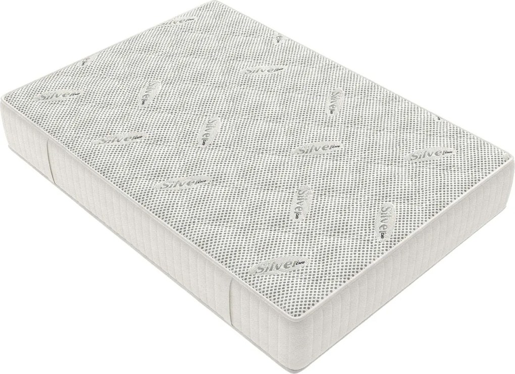 Saltea cu Spuma Memorie SilverCare, Grosime 24 cm, Husă cu Ioni de Argint, cu Mânere, Fermitate Medie - 200x200