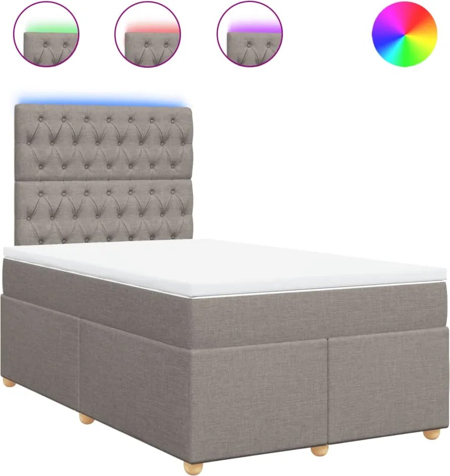 vidaXL Pat box spring cu saltea, taupe, 120x190 cm material textil