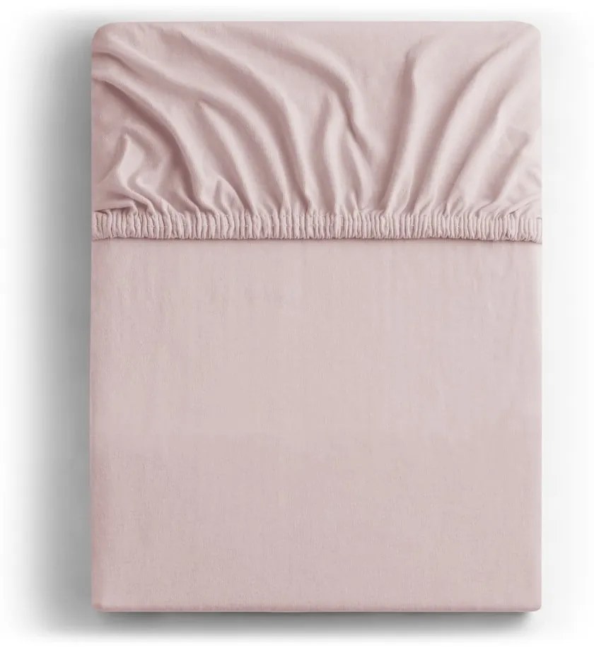 Cearceaf roz deschis din jerseu cu elastic 180x200 cm Amber – Restilo
