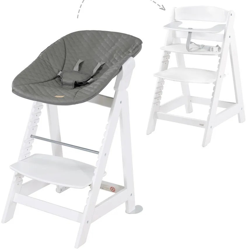Scaun de masă pentru bebe alb Luxe – Roba