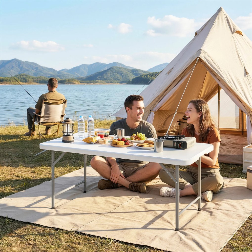 Outsunny Masă de Camping și Picnic Pliabilă, 120x60 cm, Alb | Aosom Romania