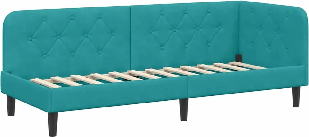 vidaXL Cadru de pat colțar Turcoaz 80 x 200 cm Catifea
