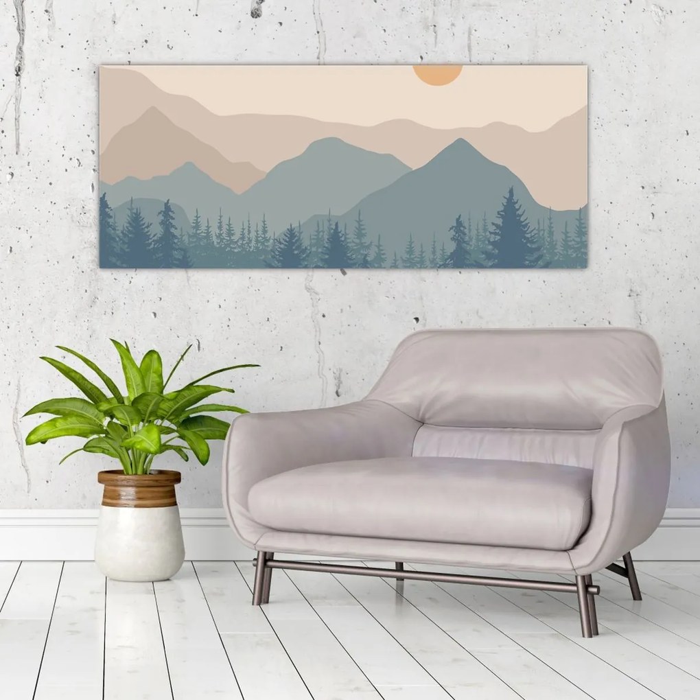 Tablou - Munții Turcoaz N⁰1 (120x50 cm)