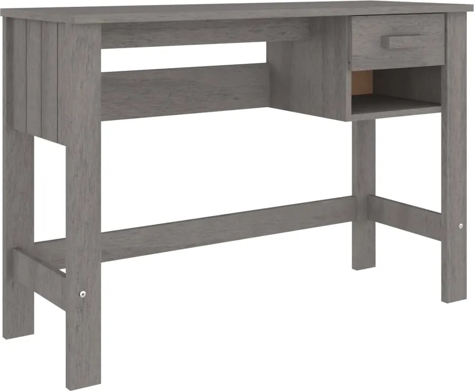 vidaXL Birou „HAMAR”, gri deschis, 110x40x75 cm, lemn masiv de pin