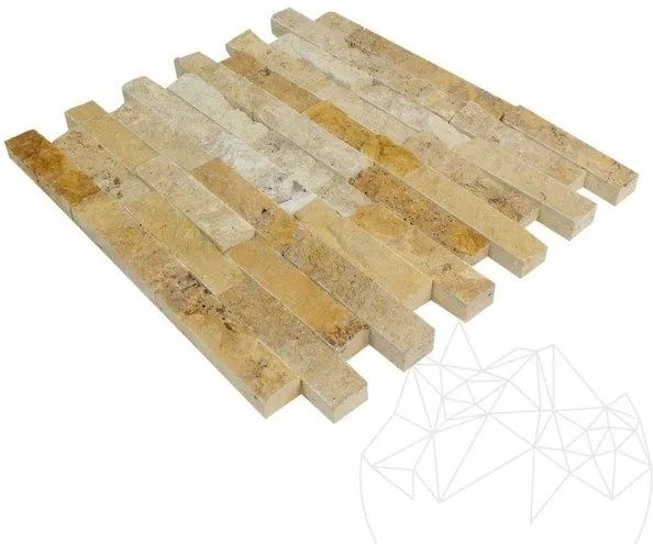 Mozaic Travertin Yellow Scapitat 2.5 x 10cm