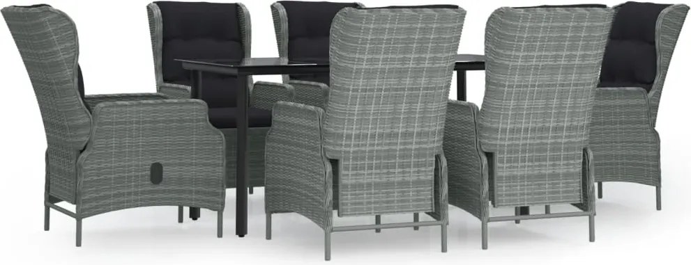 vidaXL Set mobilier de grădină, 7 piese, gri deschis, poliratan