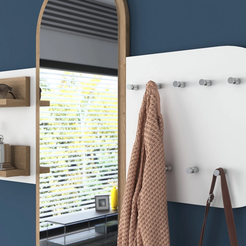 Mobilier hol Pixie 3 (alb + nuc) (cu oglindă). 1073322