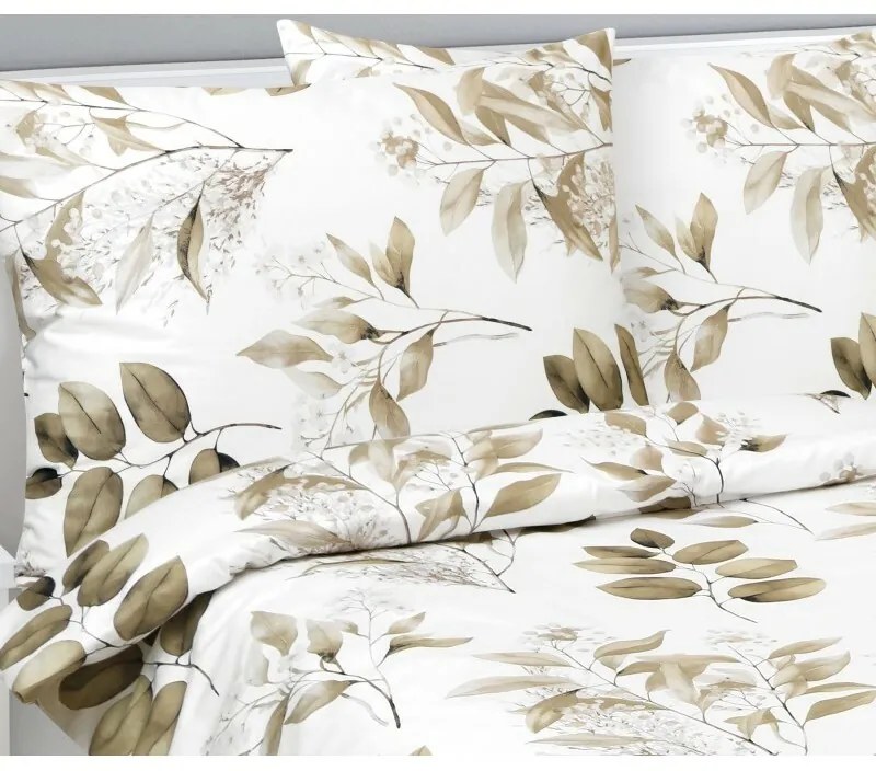 Cearșafuri Bellatex Satin Leaves maro , 140 x 200cm, 70 x 90 cm, 140 x 200 cm, 70 x 90 cm