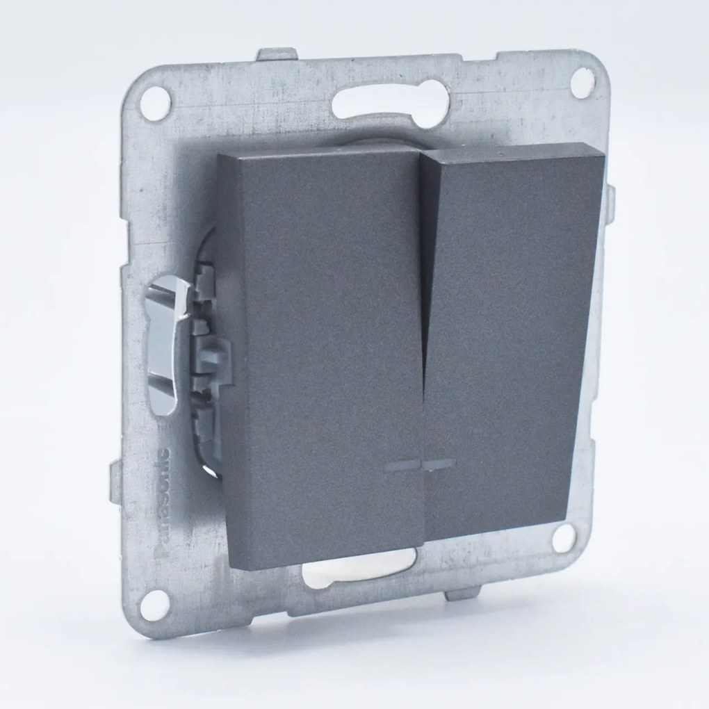 Intrerupator dublu cu led, 10A, IP20, Grafit, Panasonic Arkedia Slim/Karre Plus Plus