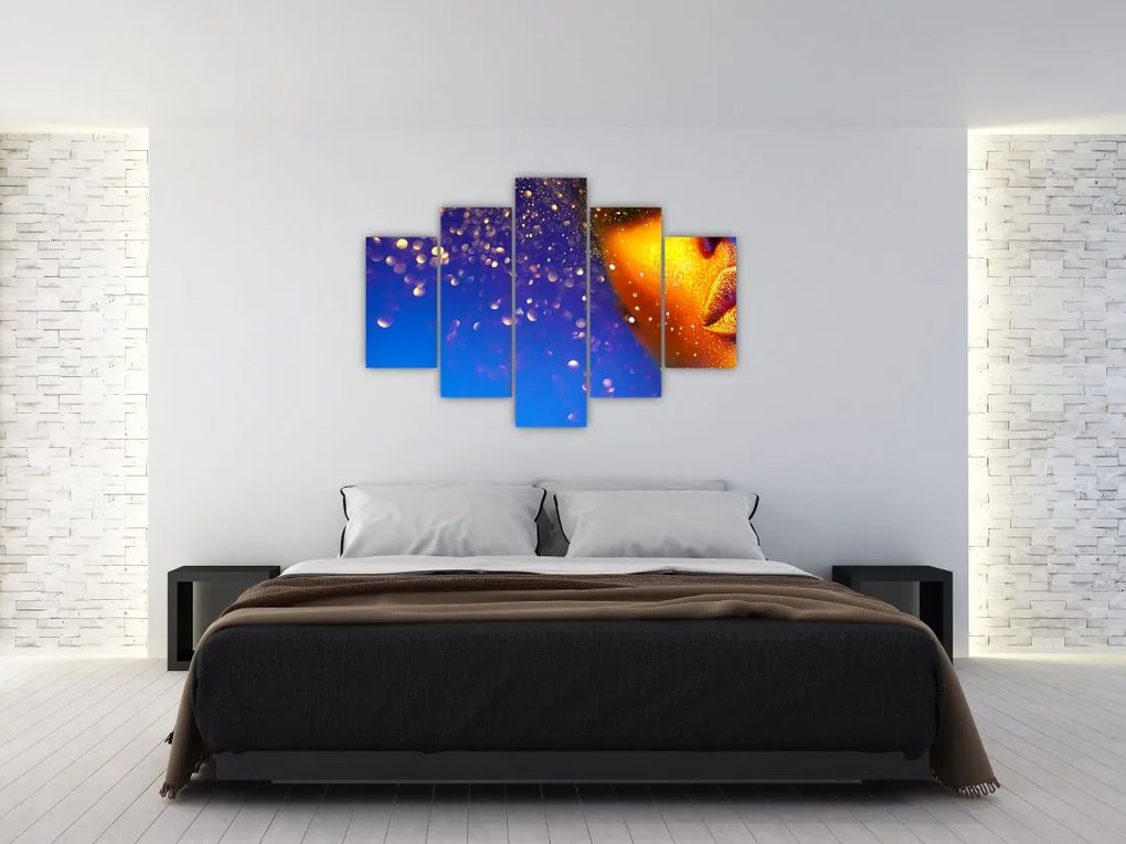 Tablou - Body art, combinație auriu-albastru (150x105 cm)