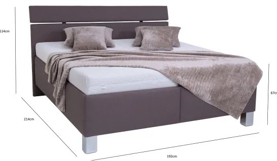 Pat tapițat ALIS 180 x 200 cm, cu saltea și spațiu de depozitare, maro