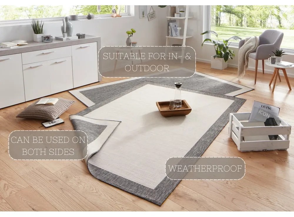 Covor adecvat pentru exterior NORTHRUGS Panama, 80 x 150 cm, gri-crem