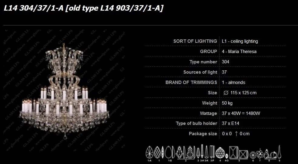 Lustra Maria Theresa cu 37 brate, cristal Bohemia L14 304/37/1-A