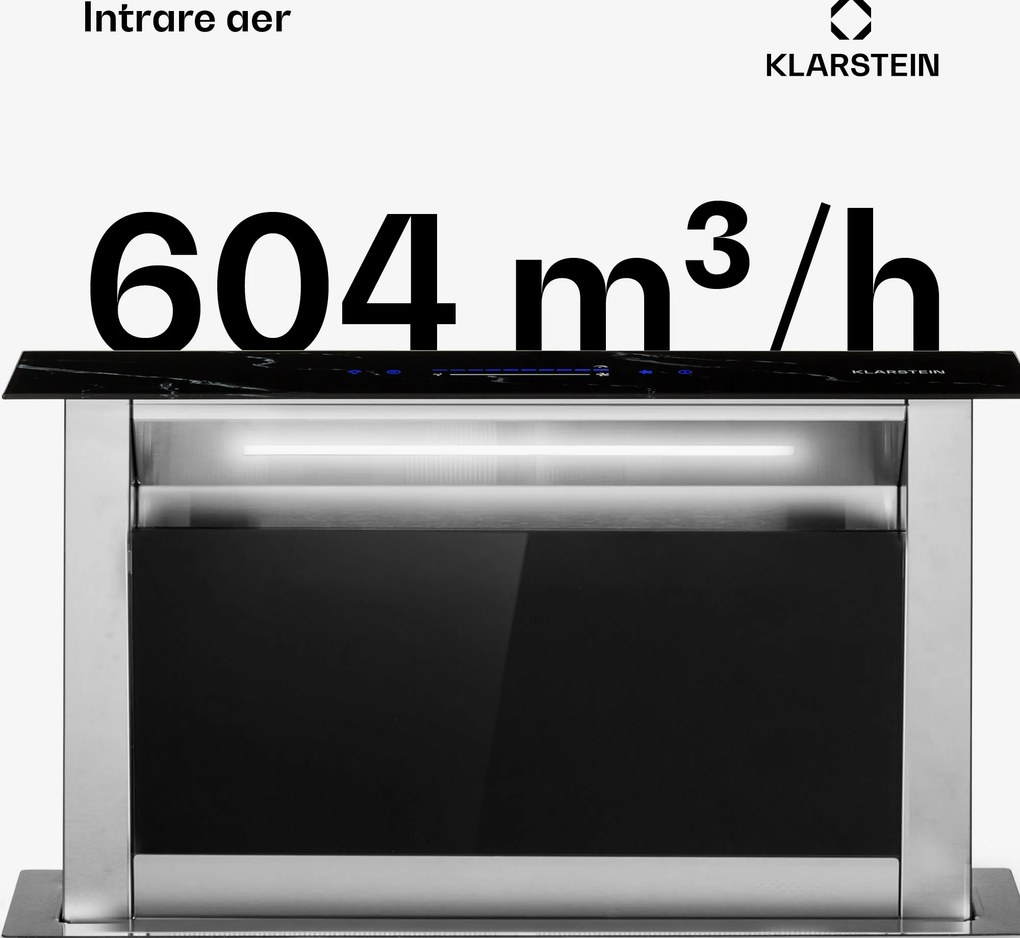 Klarstein Royal Flush Eco, hotă, 60 cm, 604 m³/h, A+