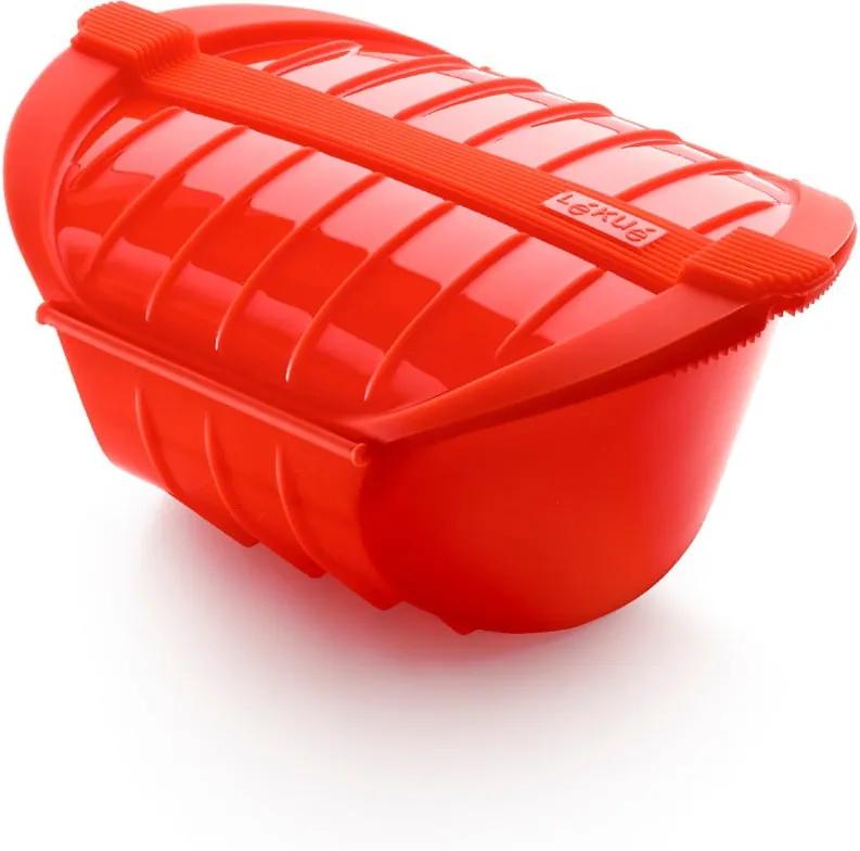 Recipient din silicon pentru gătire la aburi pentru 3 - 4 porții Lékué Deep Steam Case, roșu