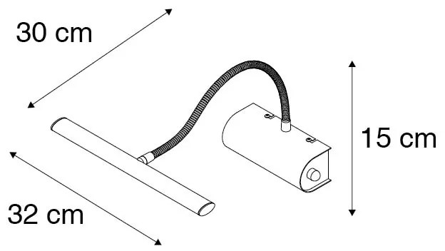 Aplică de perete de design neagră 32 cm cu LED inclus cu dimmer - Tableau