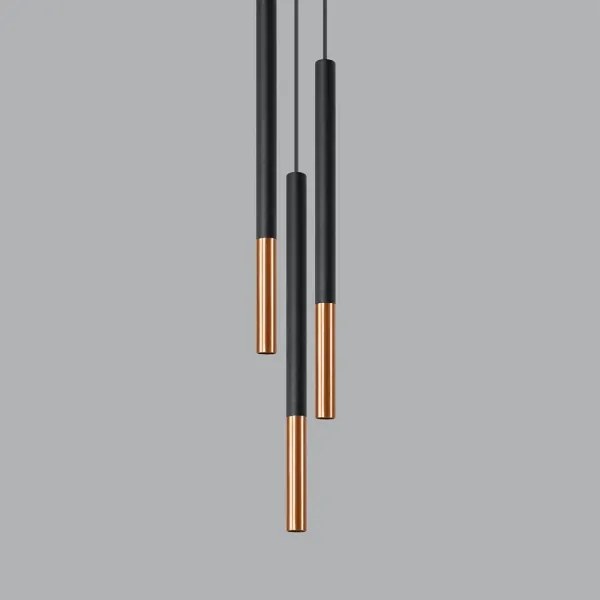 Lustră pe cablu MOSAIC 3xG9/12W/230V neagră/cuprurie