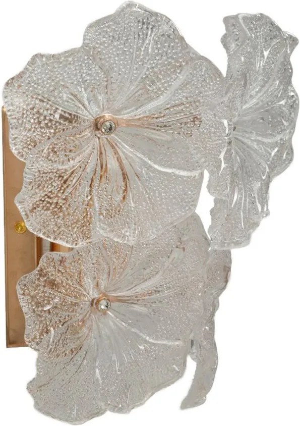 Aplică de perete aurie din sticlă Ibiscus – Mauro Ferretti