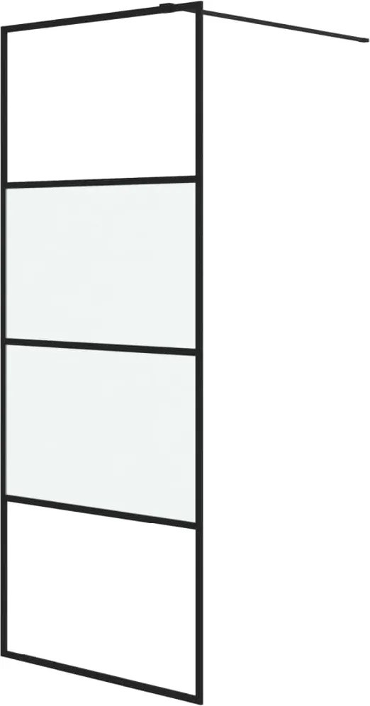 vidaXL Perete cabină duș walk-in negru 80x195 cm sticlă ESG semi-mată