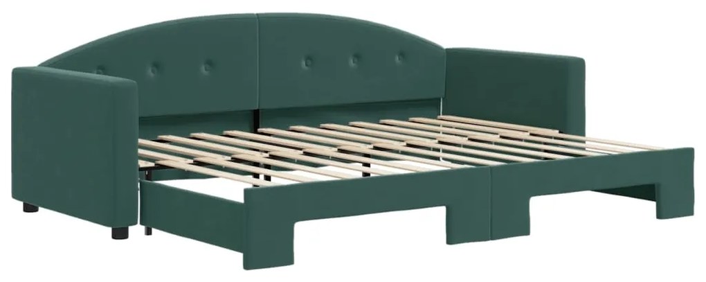 3197296 vidaXL Pat de zi cu extensie, verde închis, 80x200 cm, catifea