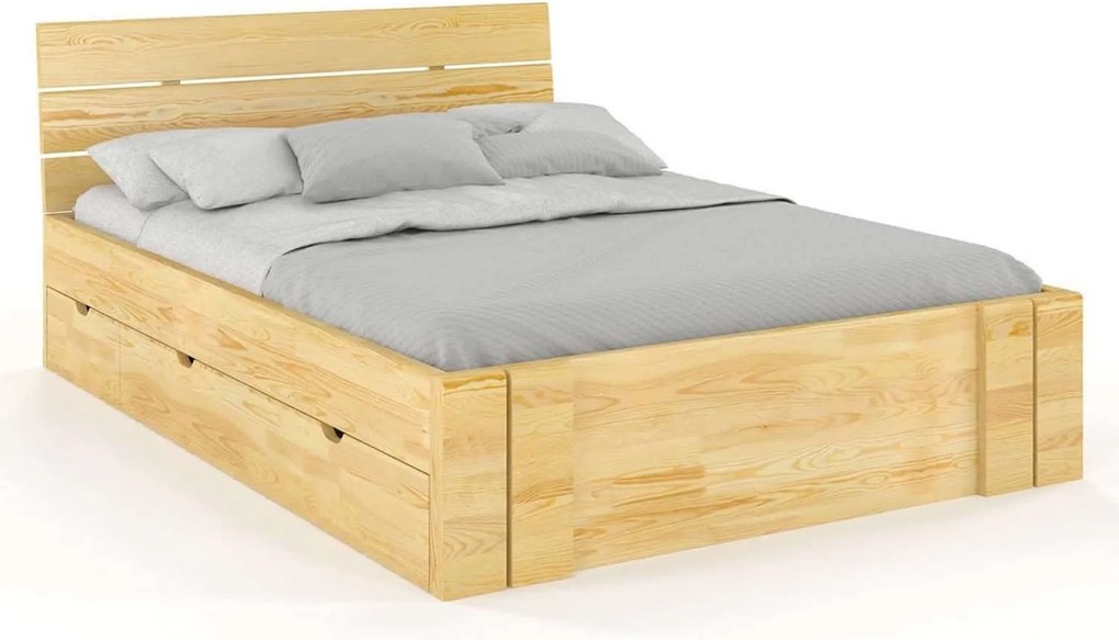 Pat lemn masiv TerraCraft Model 2 cu Sertar Fag Personalizabil - 200x200, Nuc