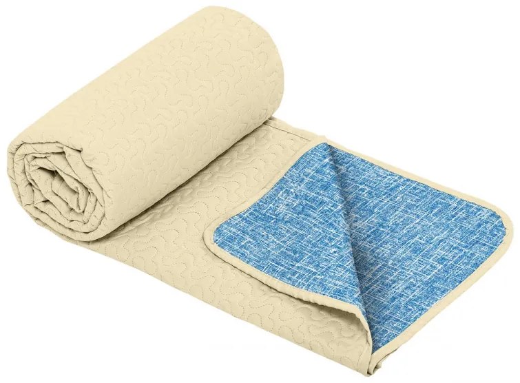 Cuvertura matlasata cu 2 fete Alcam, microfibra, 210x220 cm, Blue Jeans
