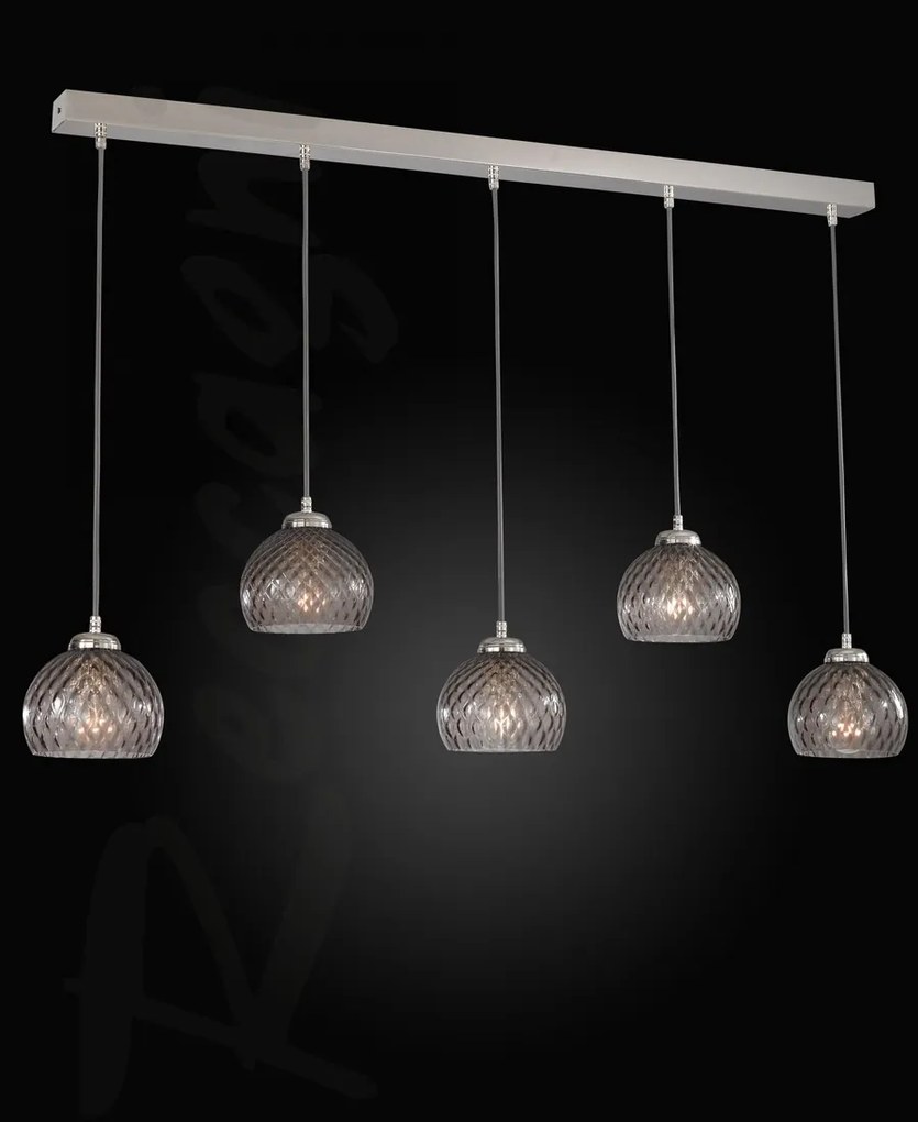 Lustra moderna cu 5 pendule design italian 10003 fumuriu