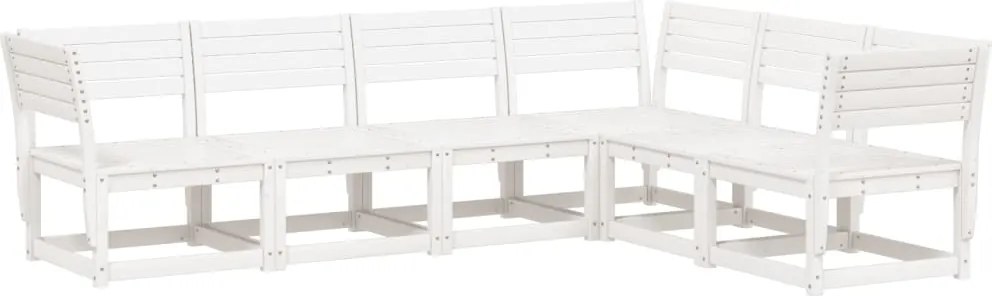 vidaXL Set canapea de grădină, 6 piese, alb, lemn masiv pin
